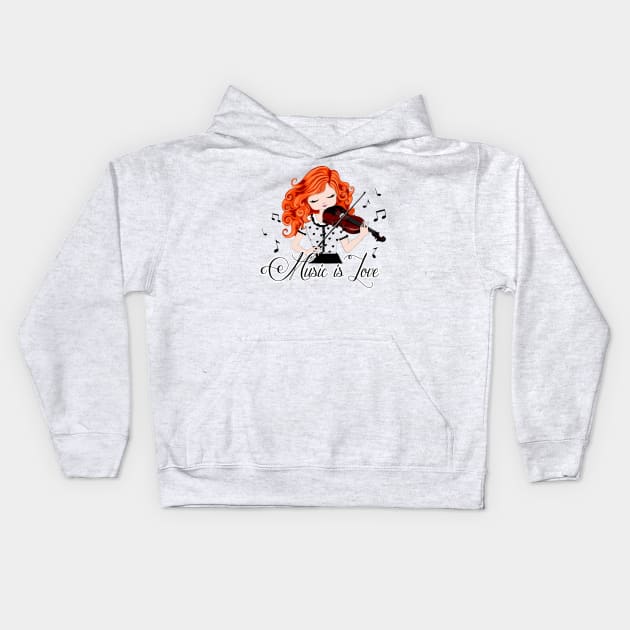 Playing Violin Kids Hoodie by I-Heart-All